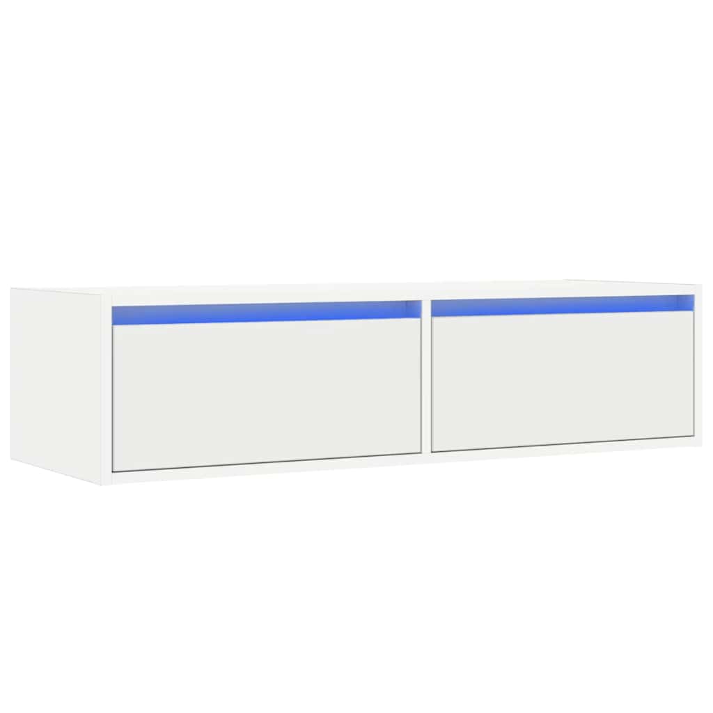 tv-skab med LED-lys 100X35,5x25 cm hvid
