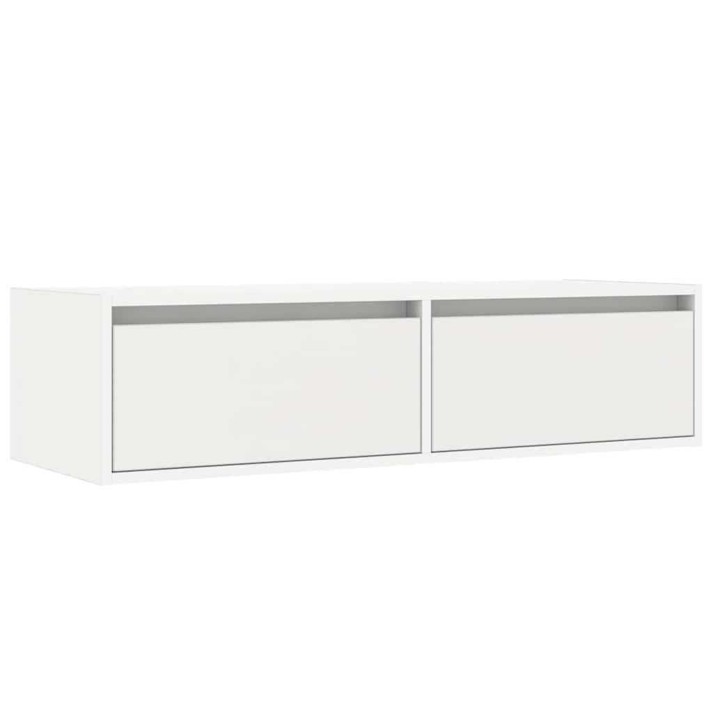 tv-skab med LED-lys 100X35,5x25 cm hvid