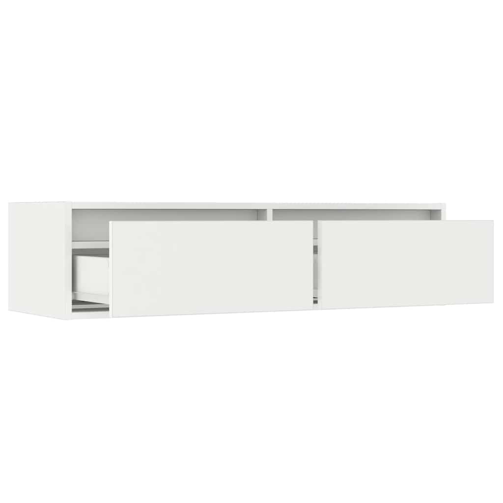 tv-skab med LED-lys 100X35,5x25 cm hvid