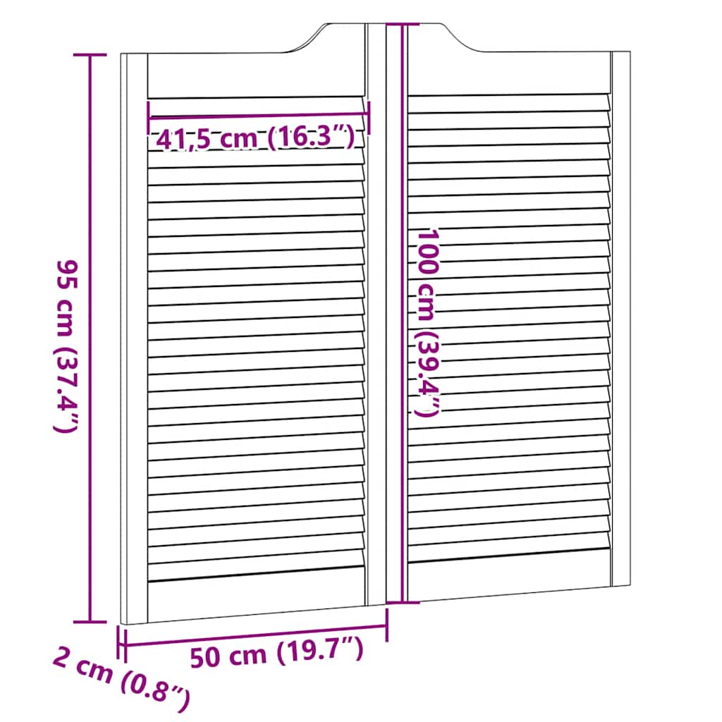 svingdøre 1-par 100x100 cm lameldesign hivid