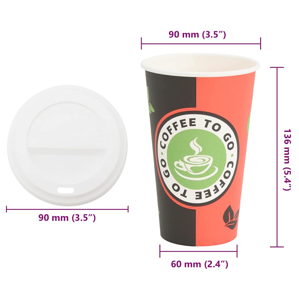 kaffekopper af papir med låg 1000 stk. 16oz 400ml