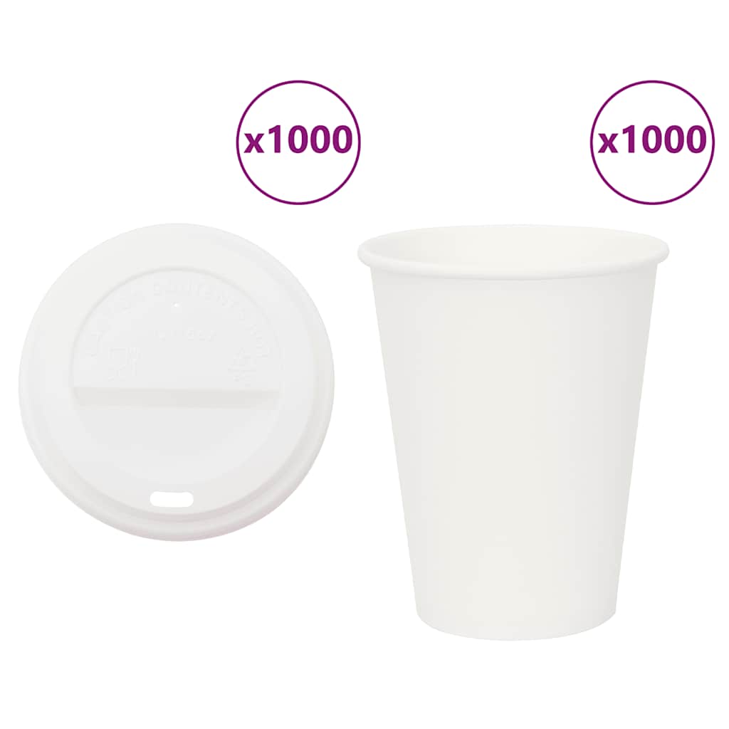kaffekopper af papir med låg 1000 stk. 12oz 300ml