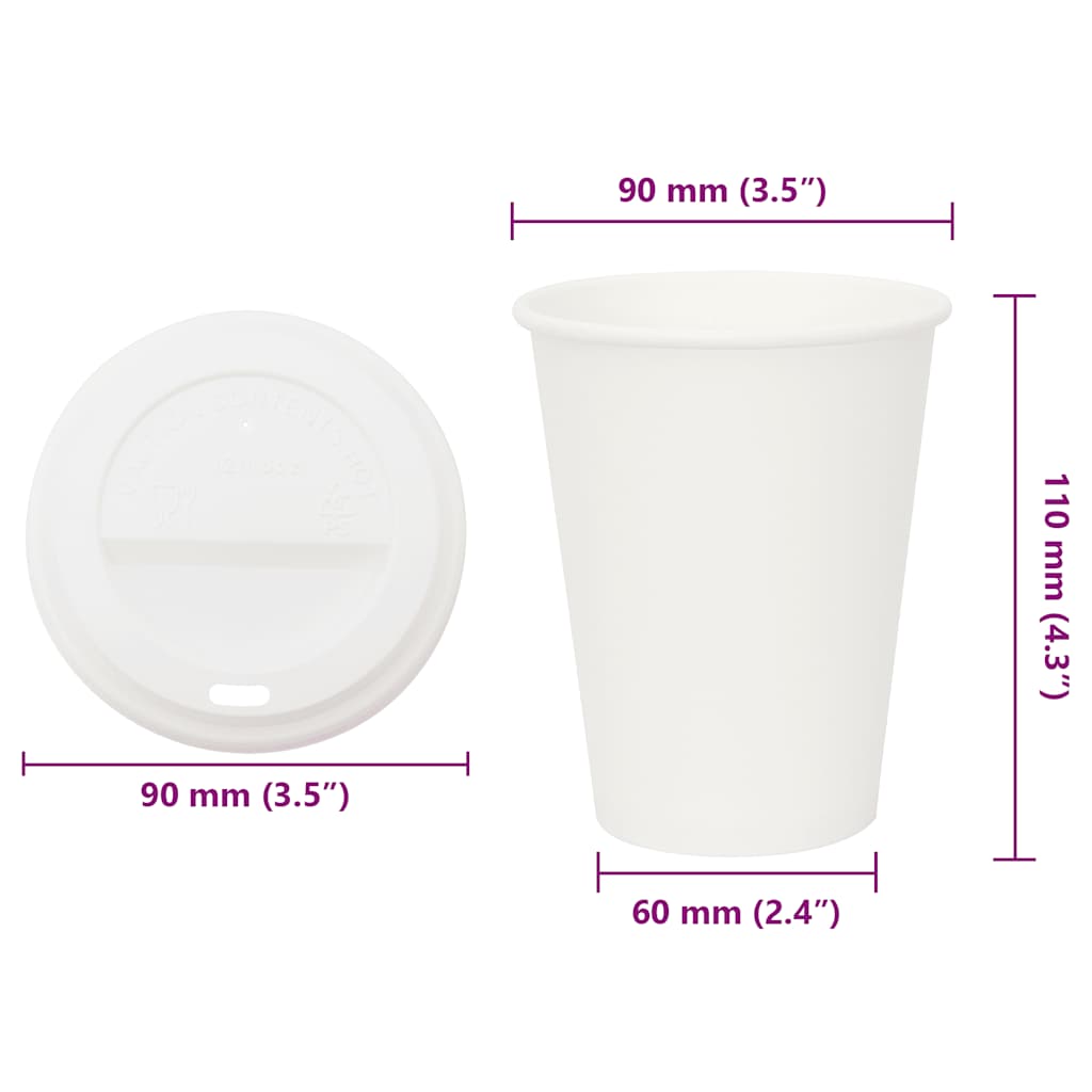 kaffekopper af papir med låg 1000 stk. 12oz 300ml