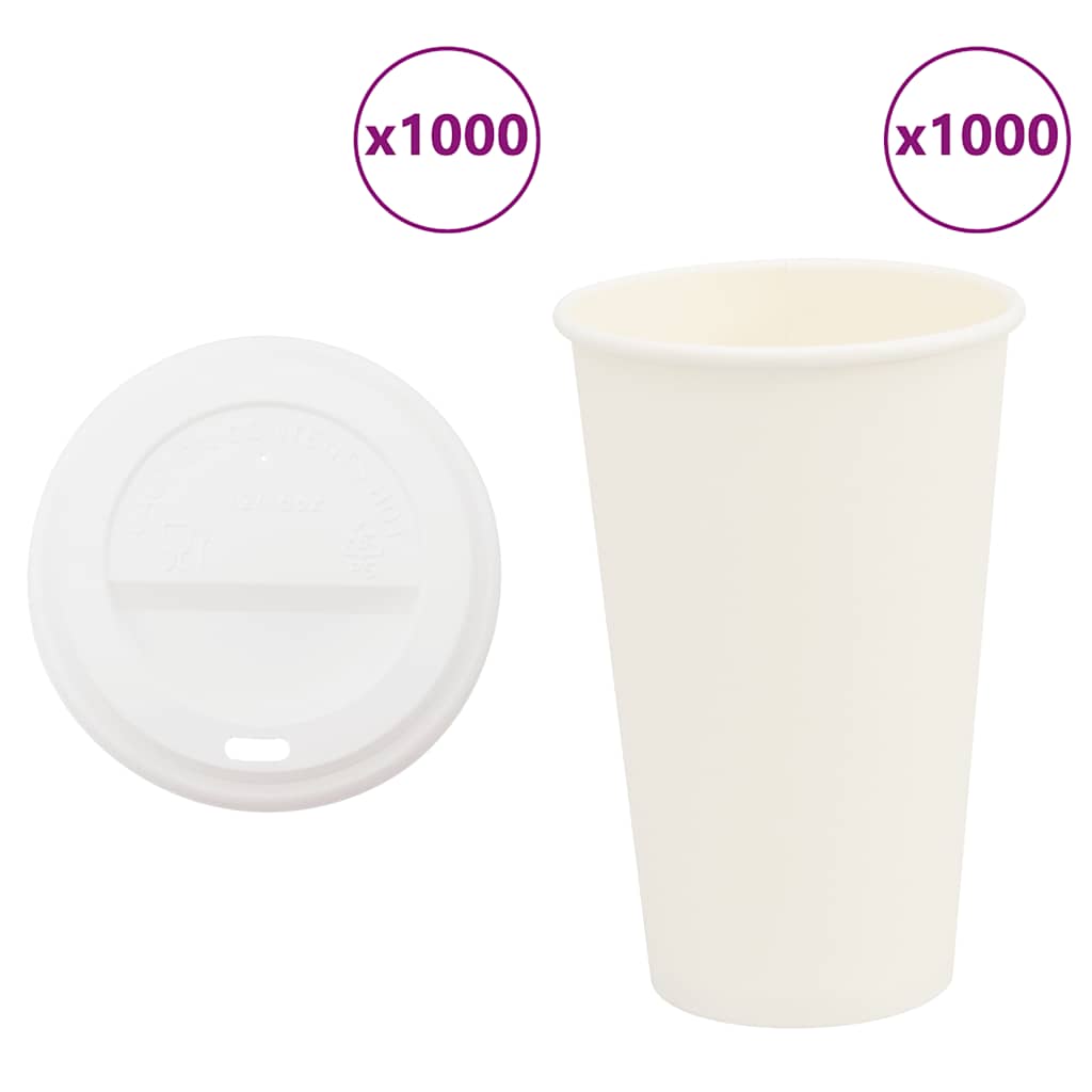 kaffekopper af papir med låg 1000 stk. 16oz 400ml