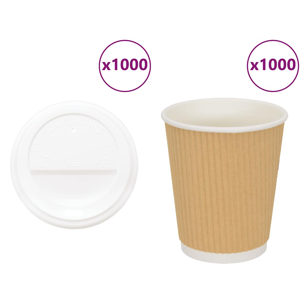 kaffekopper af papir med låg 1000 stk. 8oz 200ml