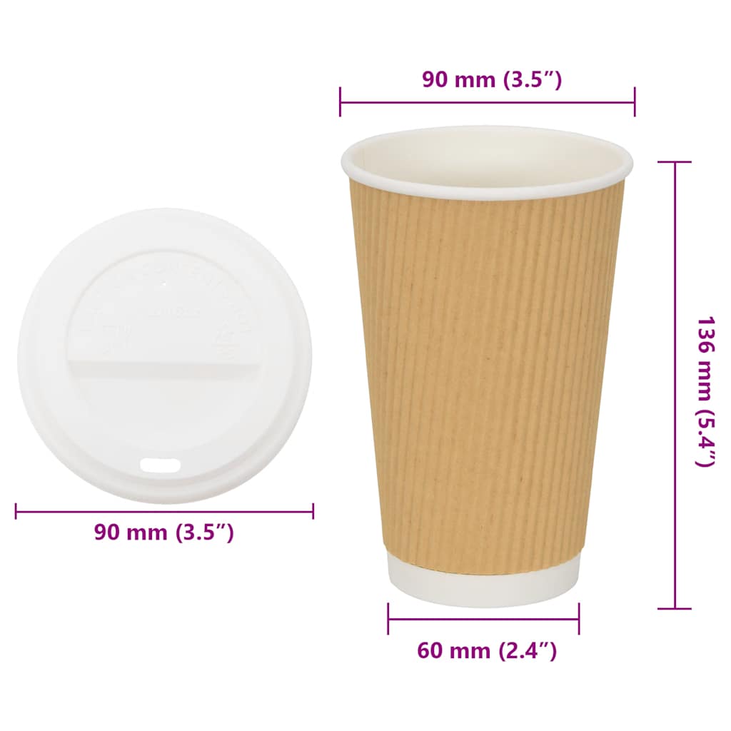 kaffekopper af papir med låg 1000 stk. 16oz 400ml
