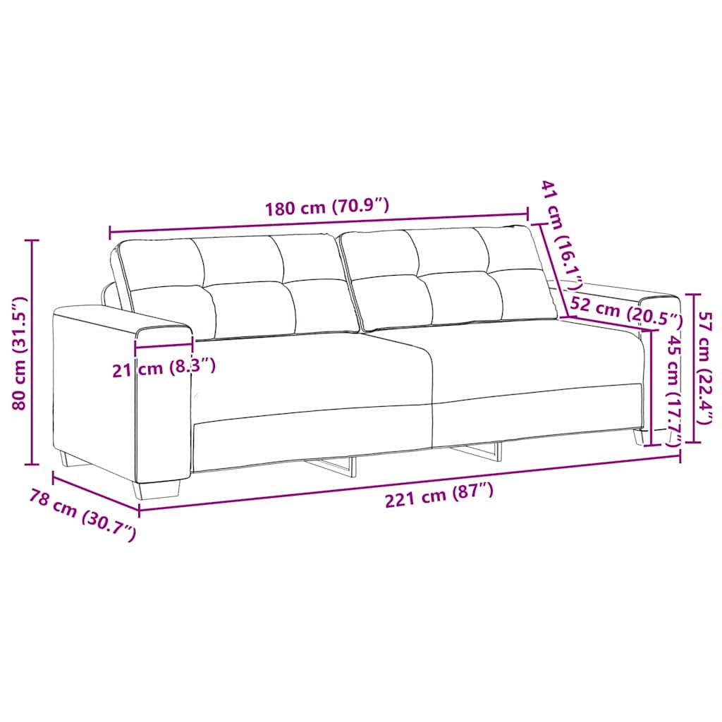 Sofa 2 pcs Brun 221 x 78 x 80 cm Kunstlæder