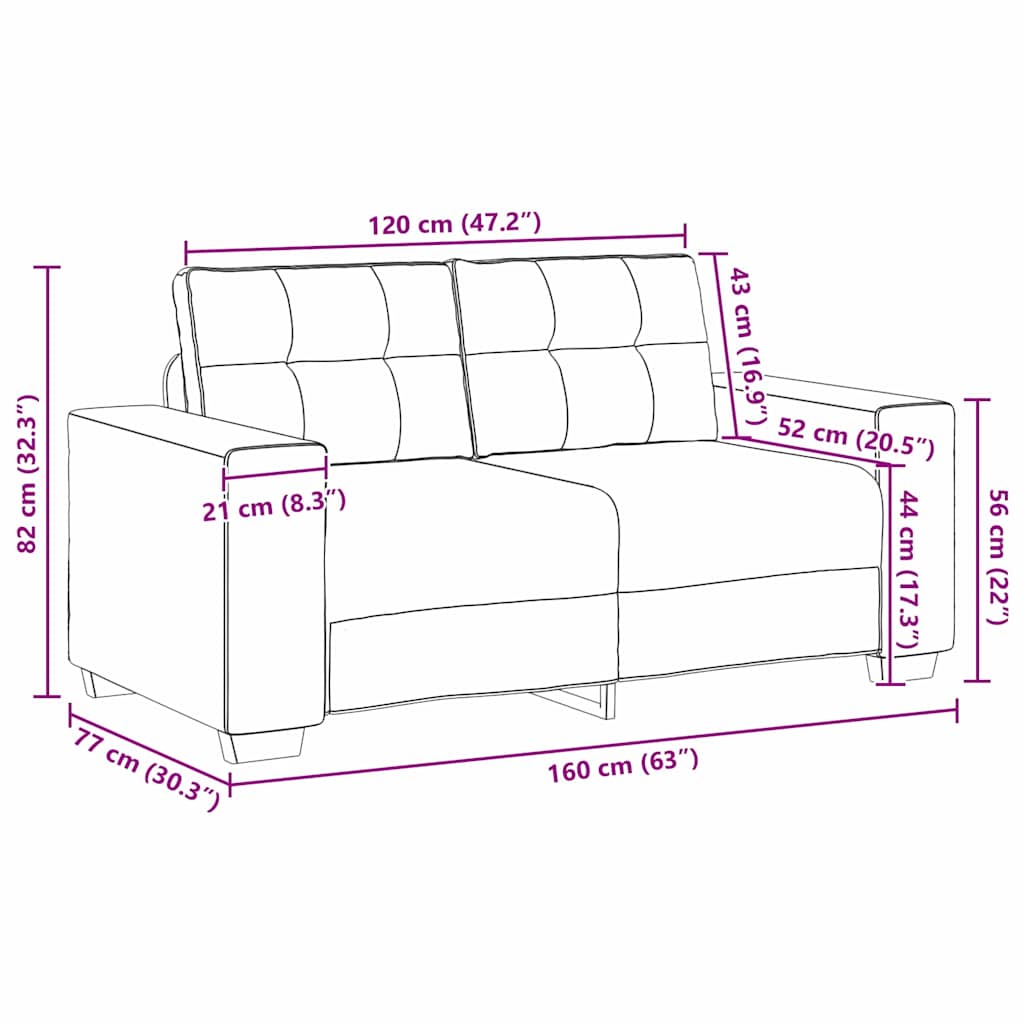 Sofa 2 pcs Brun 221 x 78 x 80 cm Kunstlæder