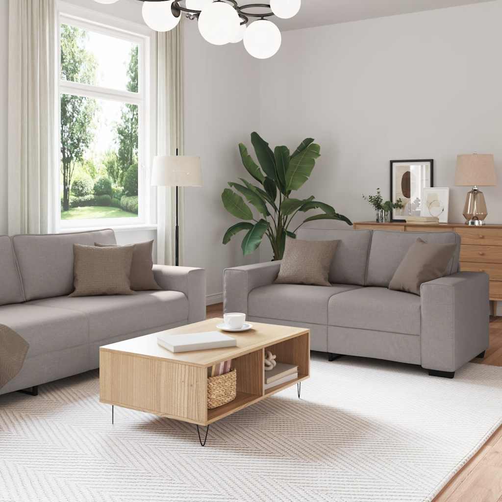 sofasæt 2 dele med hynder stof gråbrun
