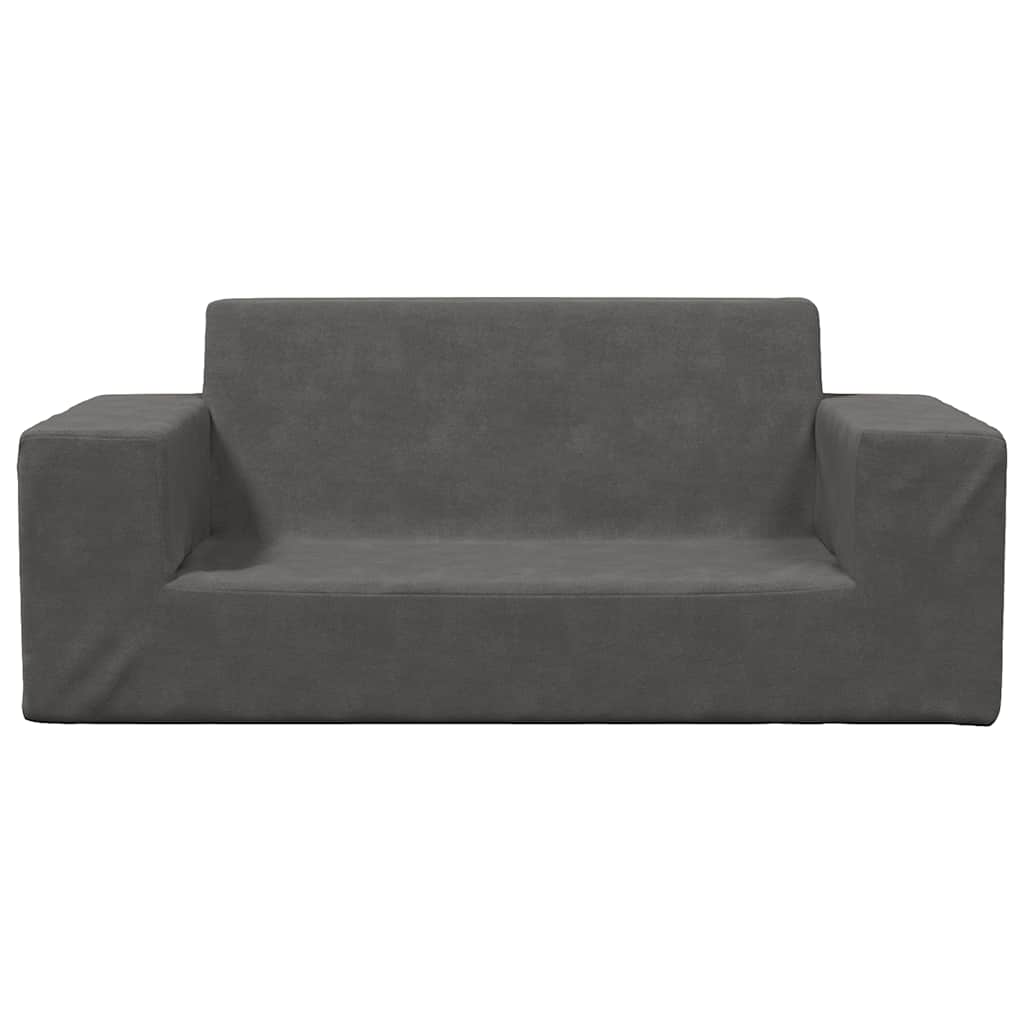 2-personers sofa til børn blødt plys antracitgrå
