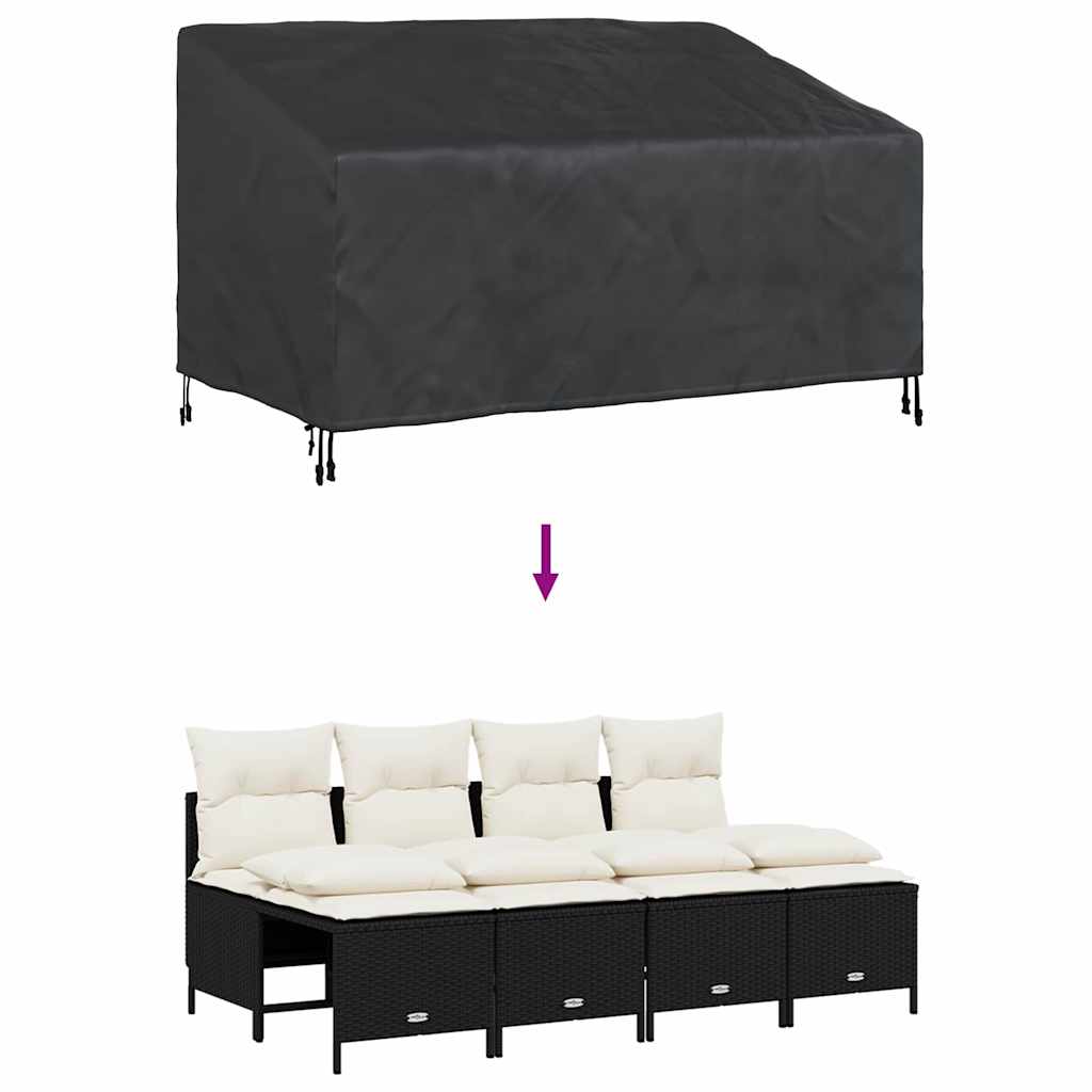 Havebænkkappe Sort 160 x 100 x 61 / 89 cm 420D stof