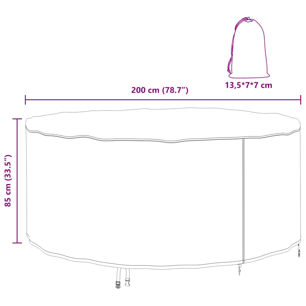 Overtræk til havemøbler Sort 200 x 200 x 85 cm 210D stof