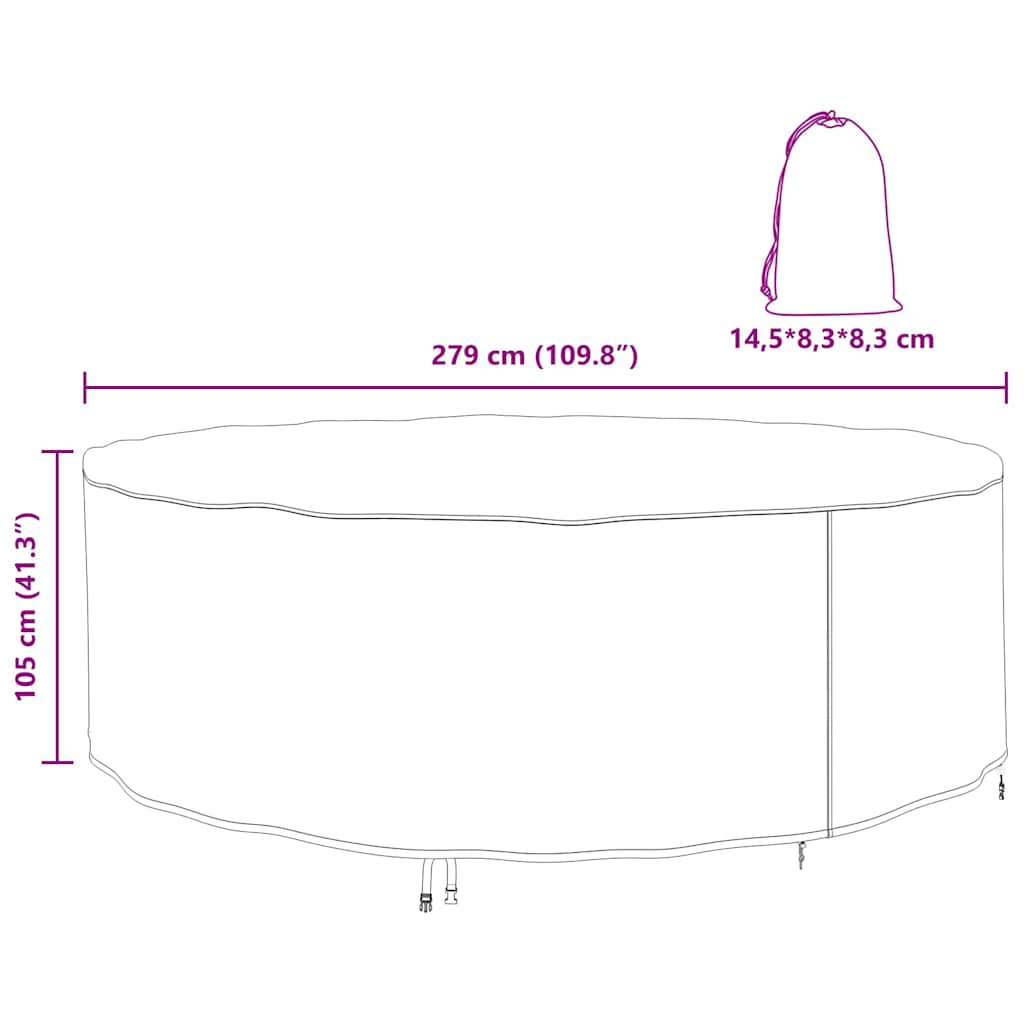 Overtræk til havemøbler Sort 279 x 279 x 105 cm 420D stof