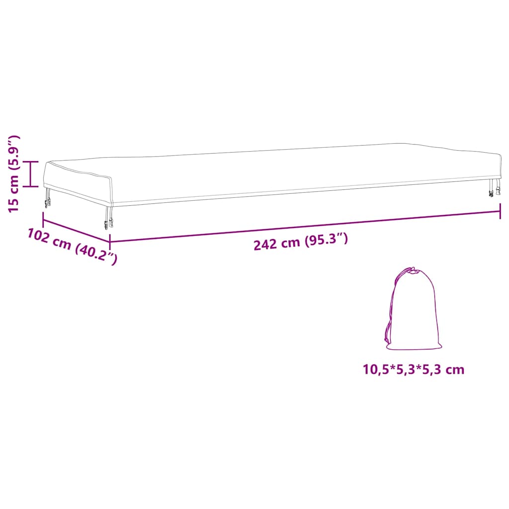Overtræk til havemøbler 242 x 102 x 15 cm 210D Oxford Stof