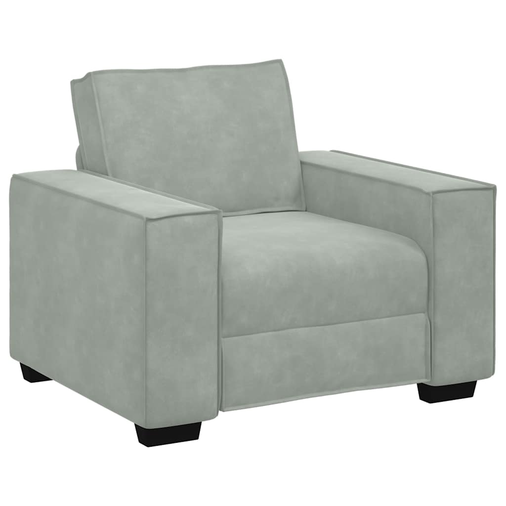sofastol 60 cm fløjl lysegrå