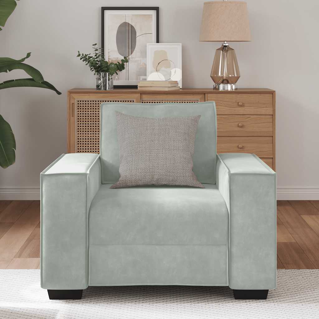 sofastol 60 cm fløjl lysegrå
