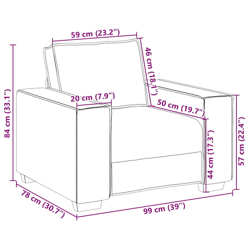 sofastol 60 cm fløjl lysegrå
