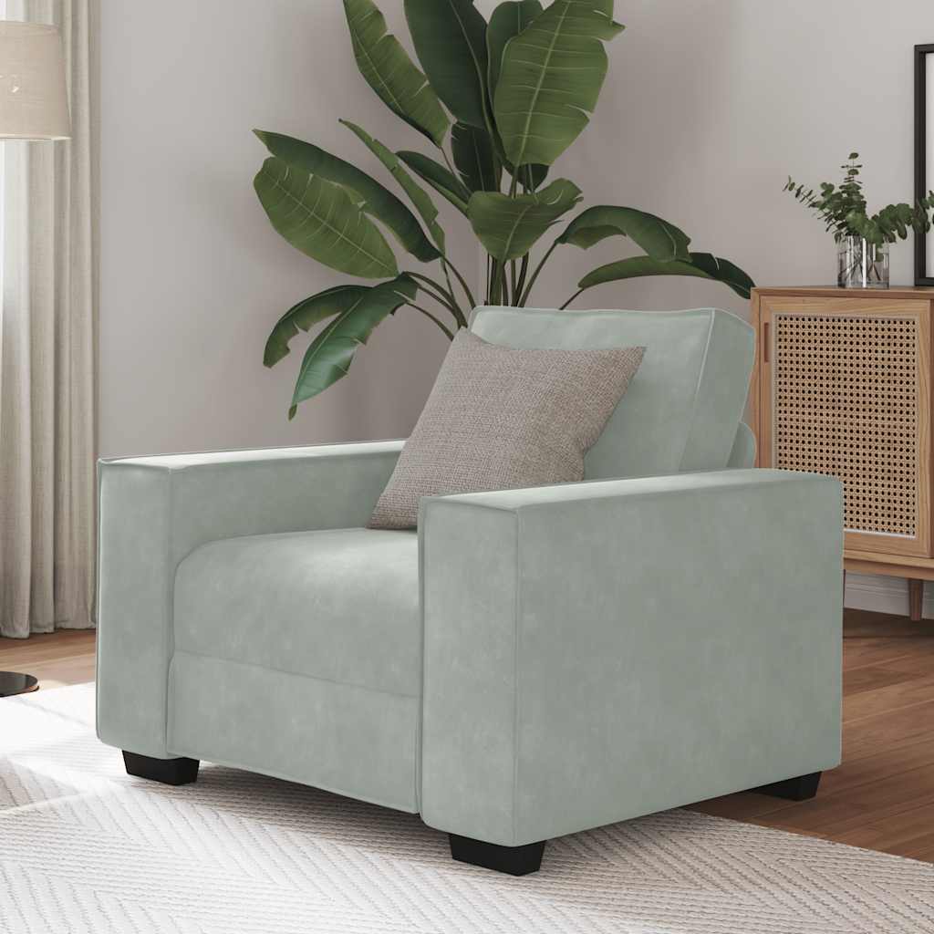 sofastol 60 cm fløjl lysegrå