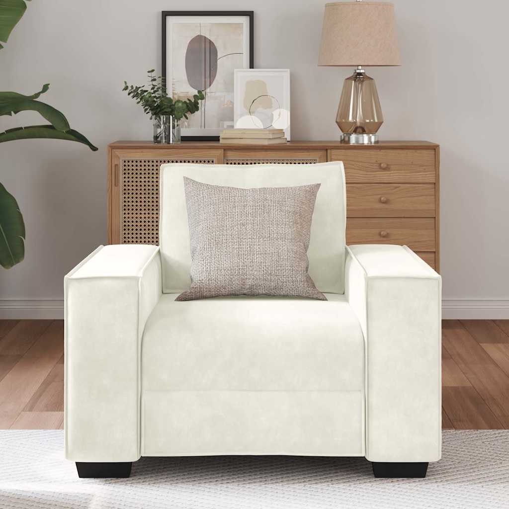 sofastol 60 cm fløjl cremefarvet