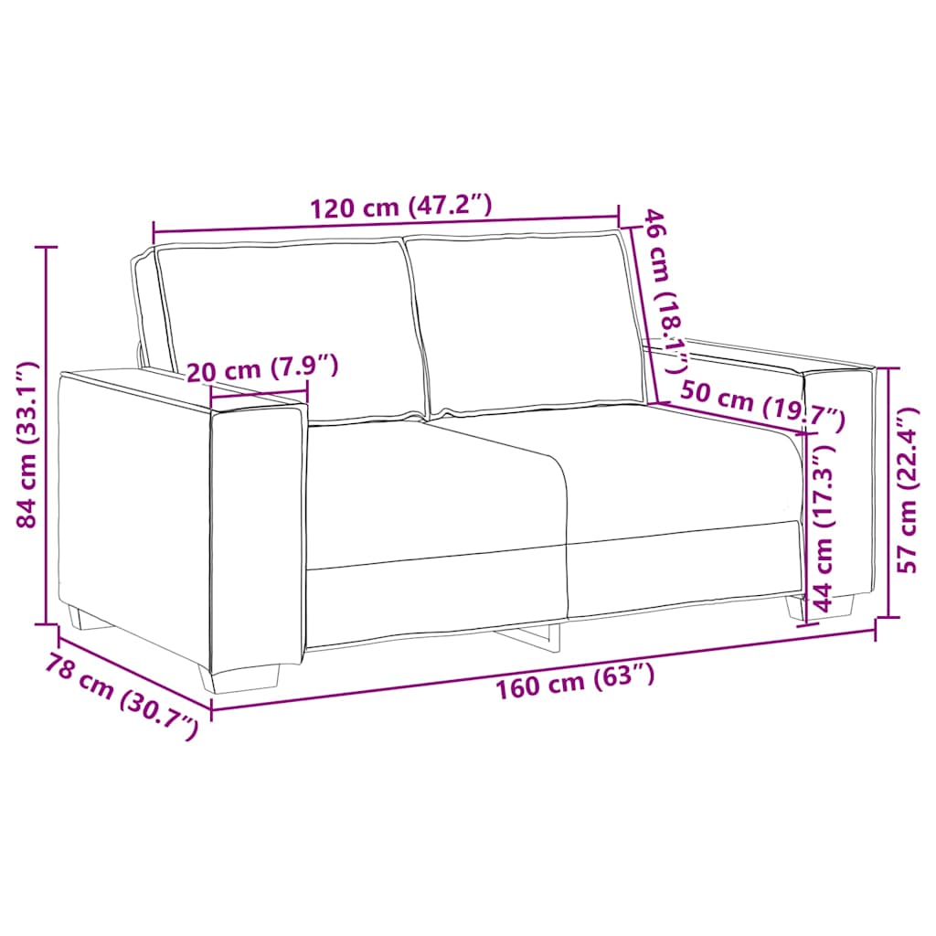 2-personers sofa 120 cm fløjl lyserød