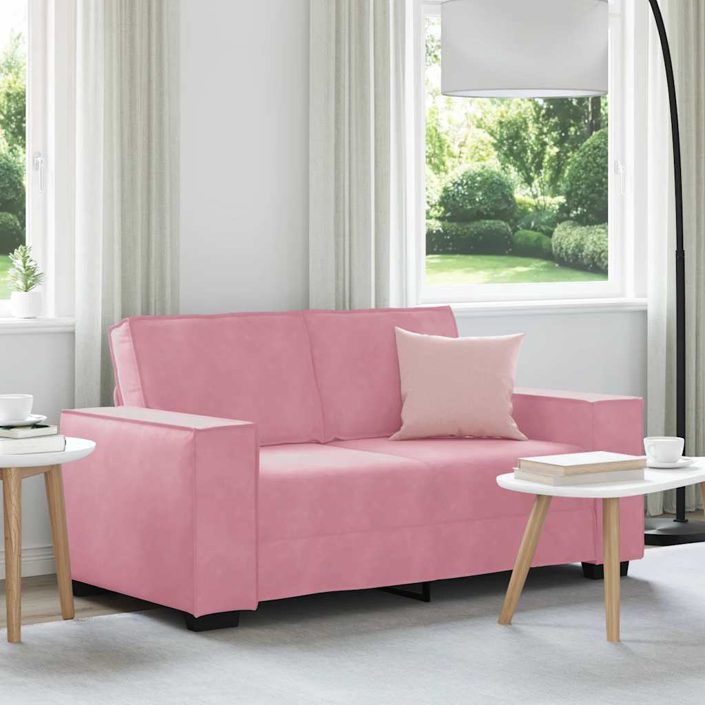 2-personers sofa 120 cm fløjl lyserød