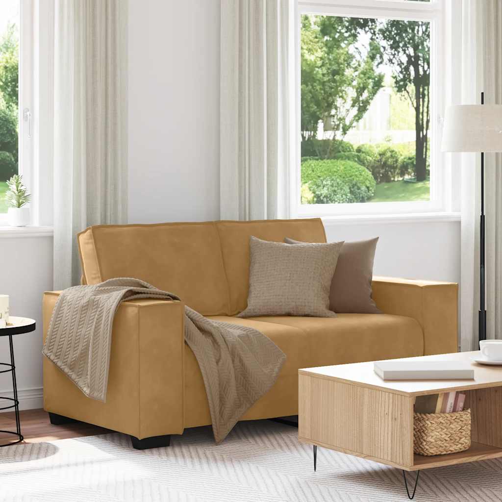 2-personers sofa 120 cm fløjl brun