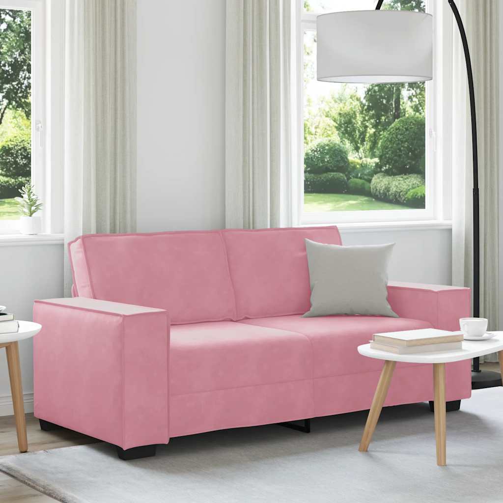 2-personers sofa 140 cm fløjl lyserød