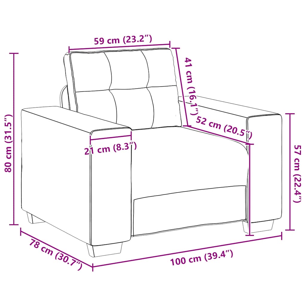 sofastol 60 cm stof cremefarvet