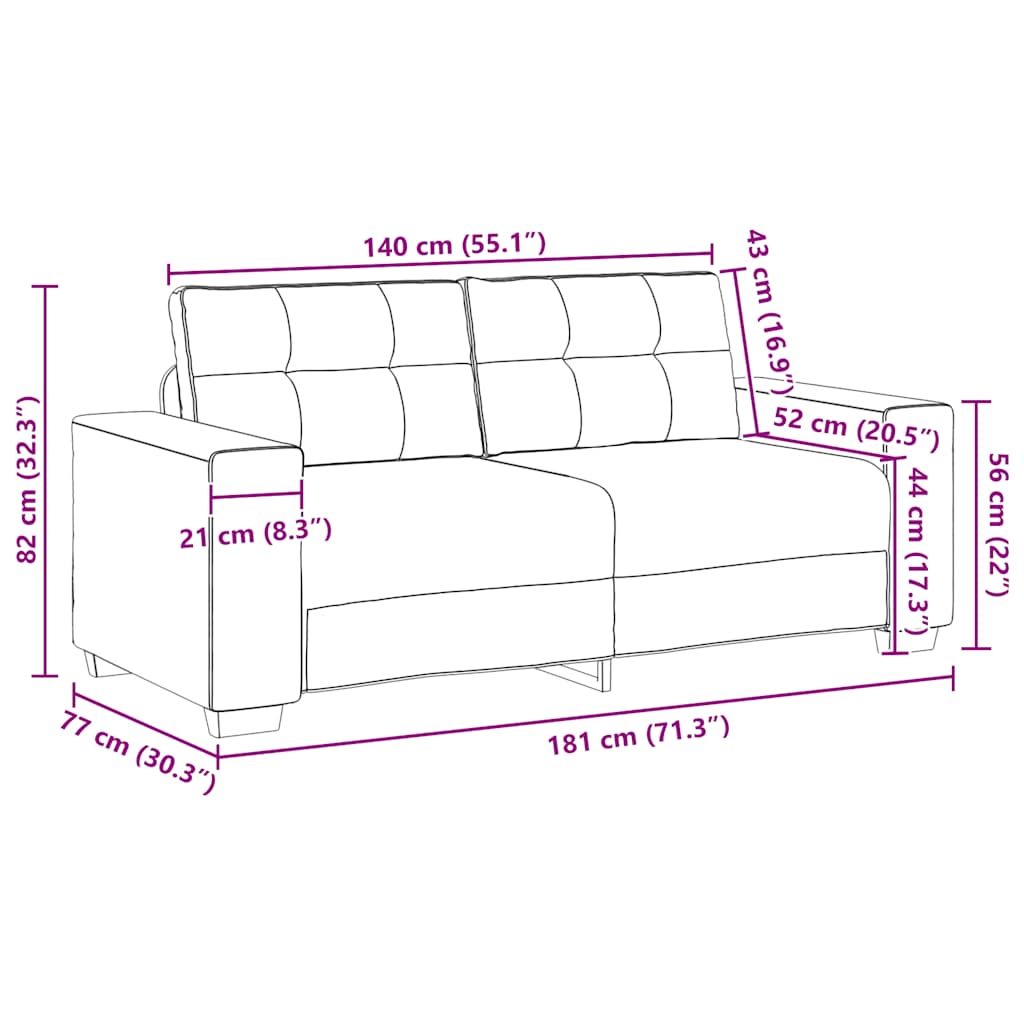 elskovssofa 140 cm stof cremefarvet