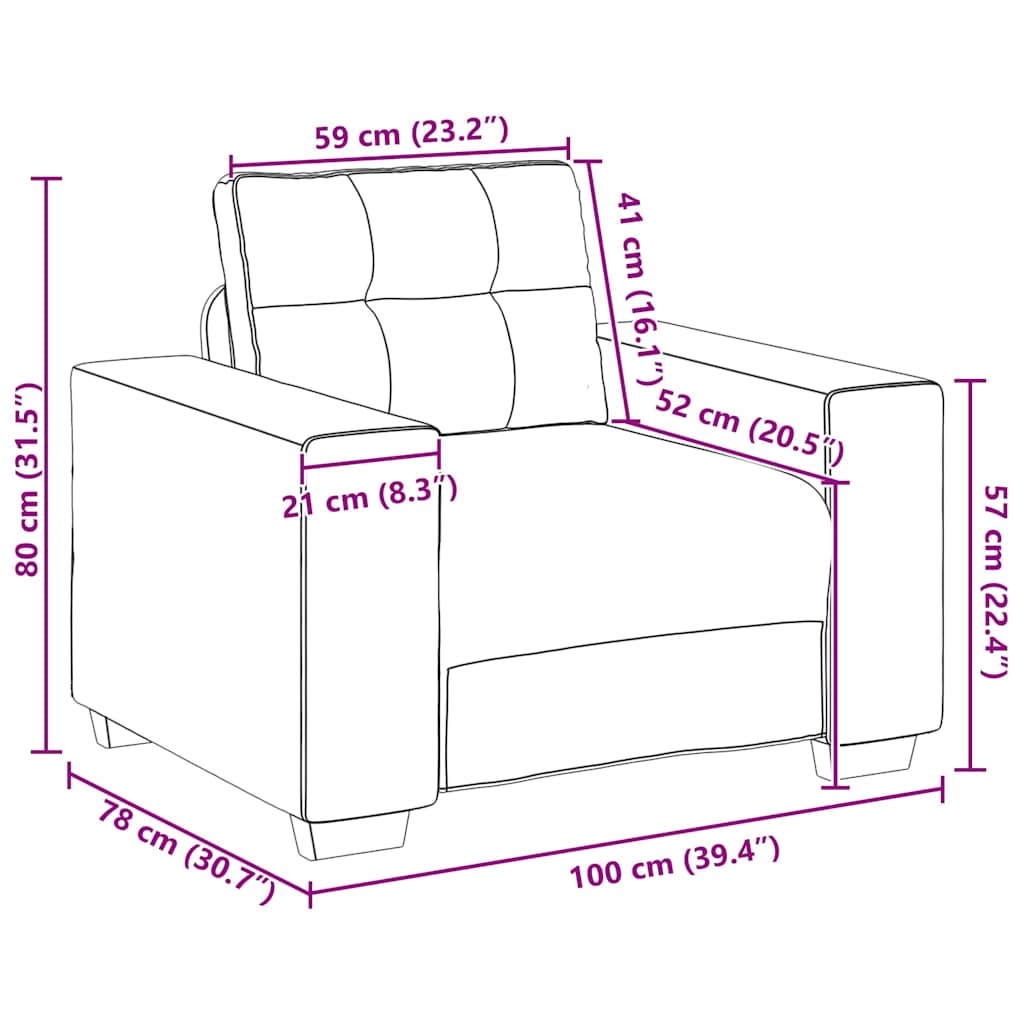 sofastol 60 cm fløjl brun
