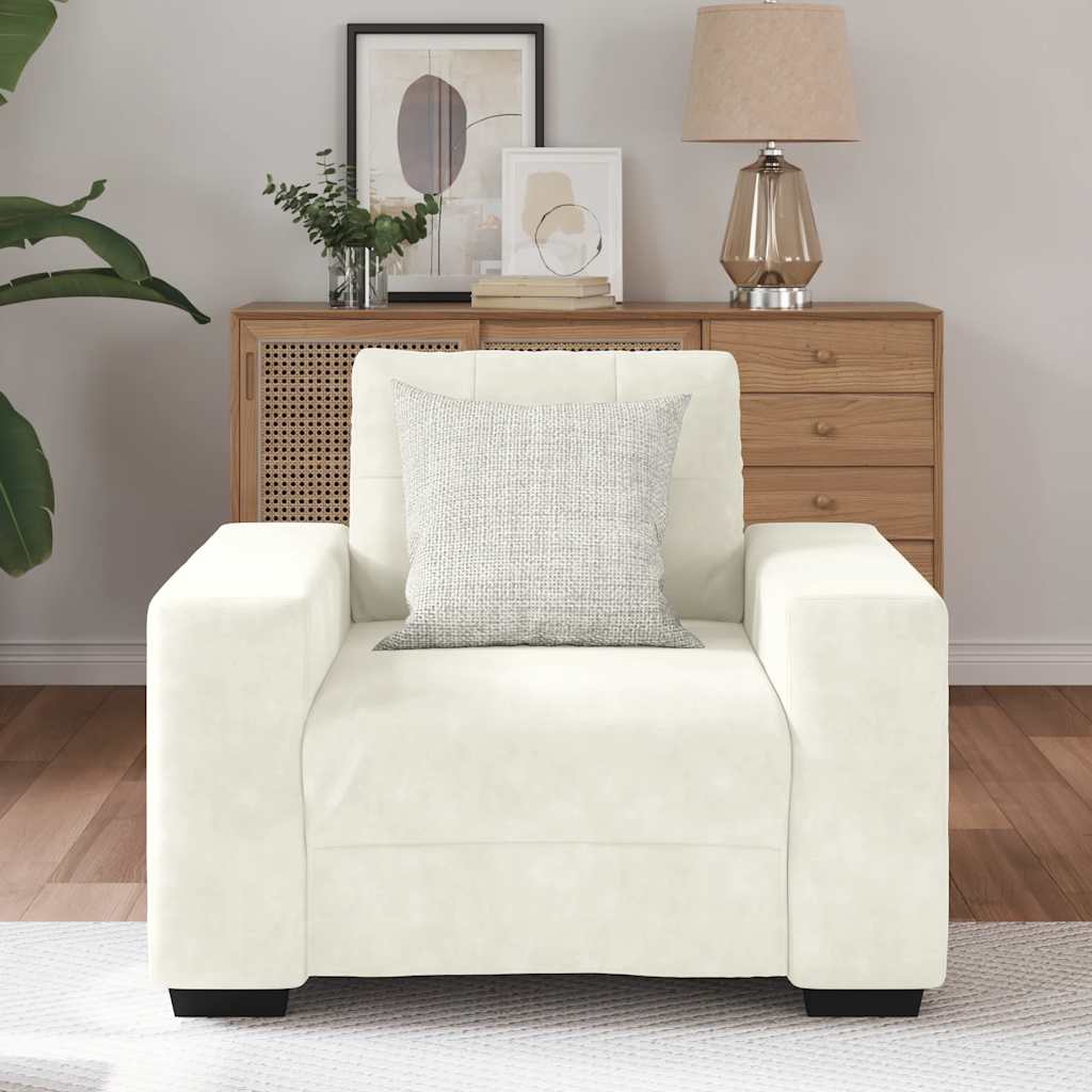 sofastol 60 cm fløjl cremefarvet