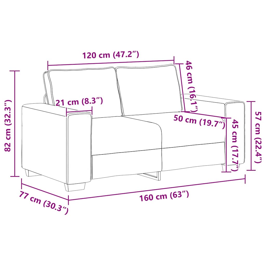 2-personers sofa 120 cm stof skygrå