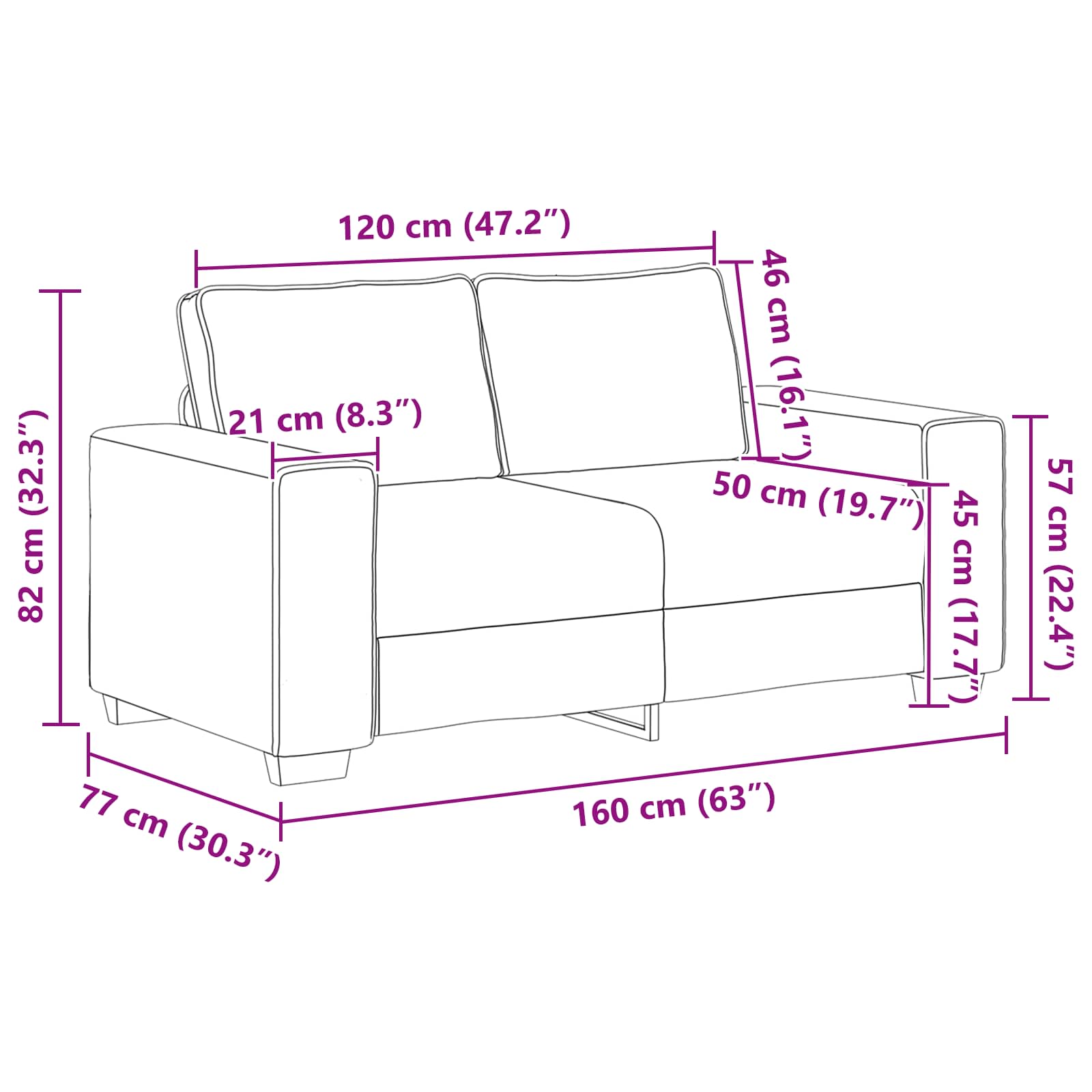 | Sofa | med pude med pude Beige 160 x 77 x 82 cm Linned