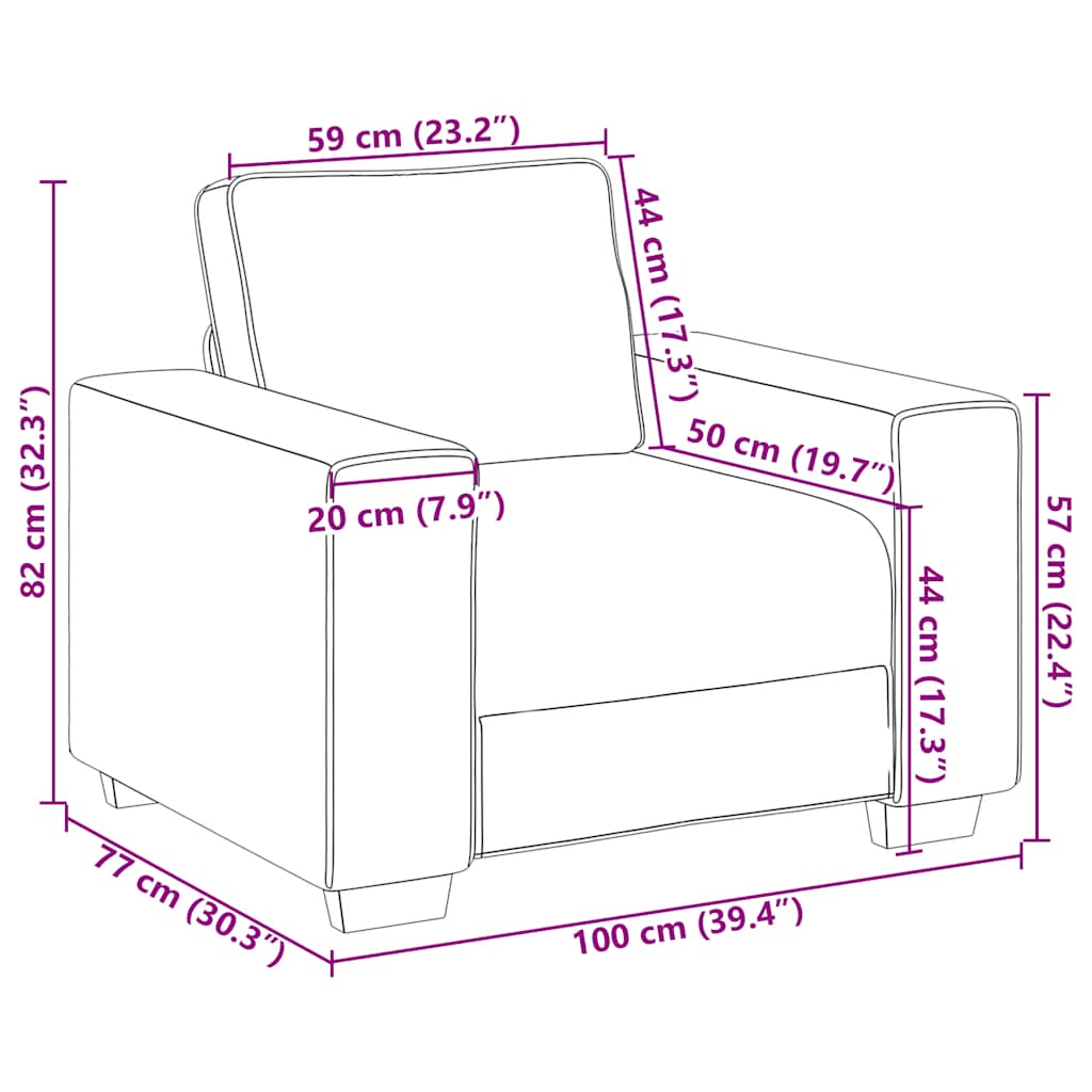 sofastol 60 cm fløjl lysegrå