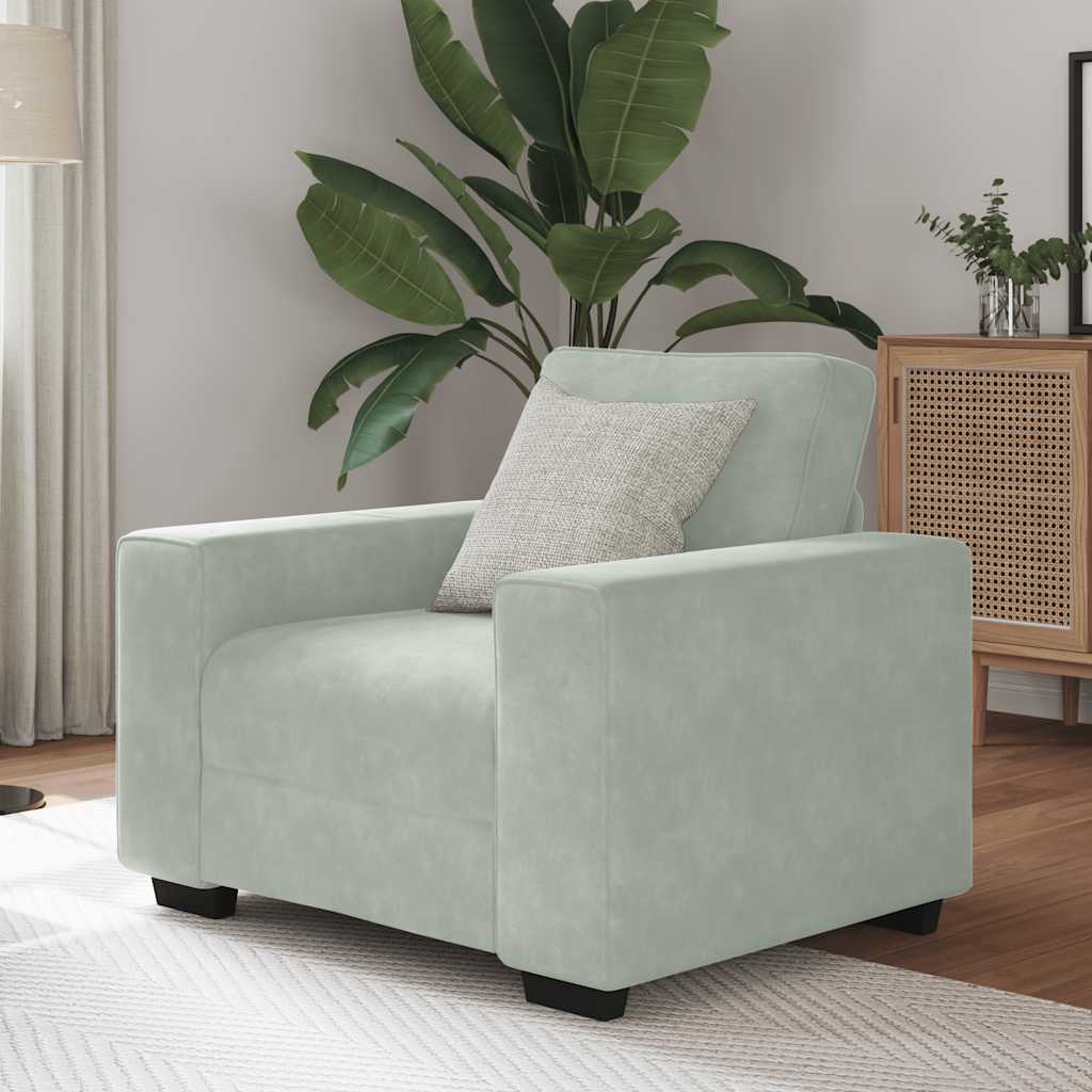 sofastol 60 cm fløjl lysegrå