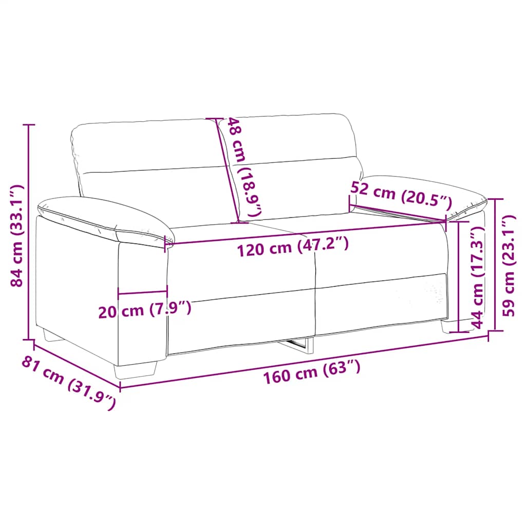 2-personers sofa 120 cm stof vinrød