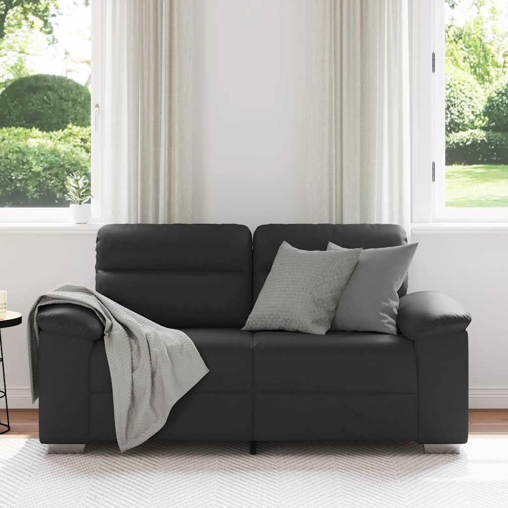 2-personers sofa 120 cm kunstlæder sort