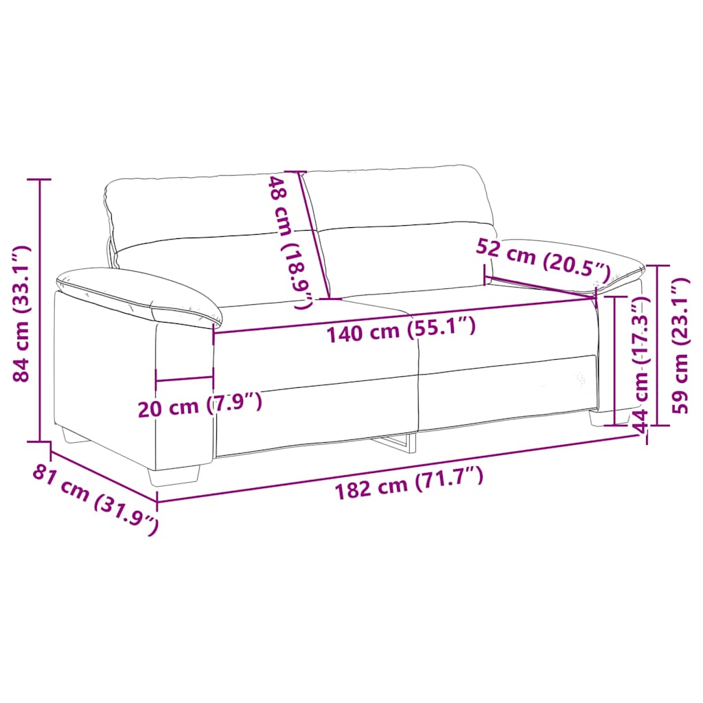 2-personers sofa cappuccino 140 cm kunstlæder