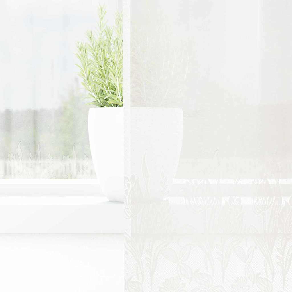 Lace Gardin med gardiner Blomstret Hvid 260 x 150 cm Polyester