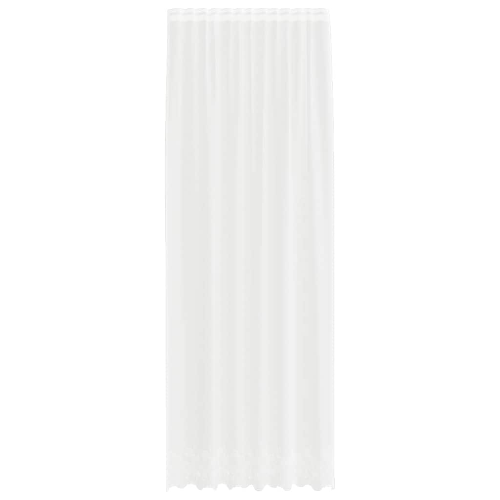 Lace Gardin med gardiner Blomstret Hvid 300 x 150 cm Polyester