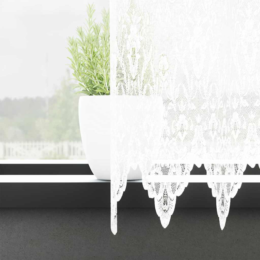 Lace Gardin med gardiner Blomstret Hvid 260 x 900 cm Polyester