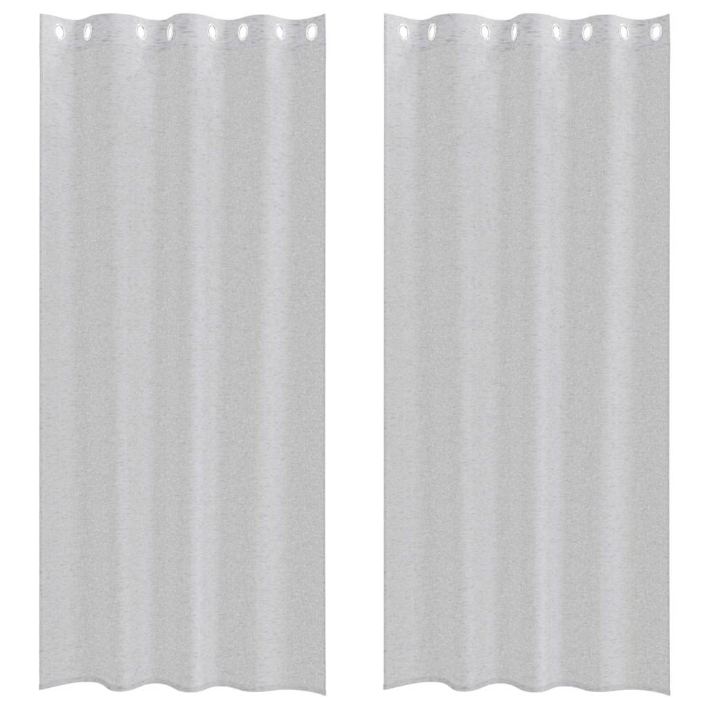 Voile Gardin med gardiner 2 pcs Lysegrå 245 x 140 cm Polyester
