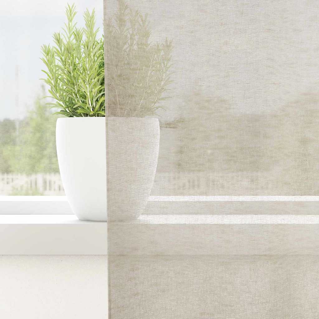 Voile Gardin 2 pcs Sandfarvet 175 x 140 cm Polyester