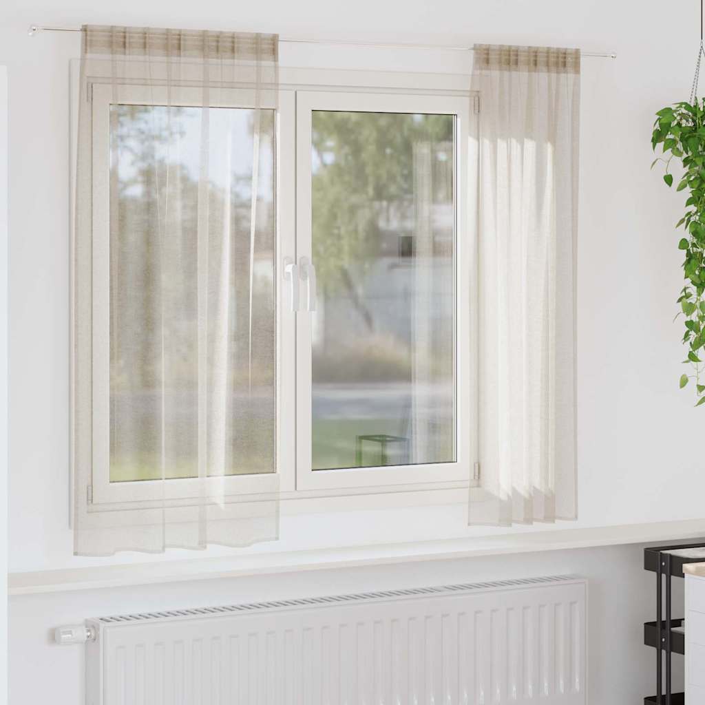 Voile Gardin 2 pcs Sandfarvet 175 x 140 cm Polyester