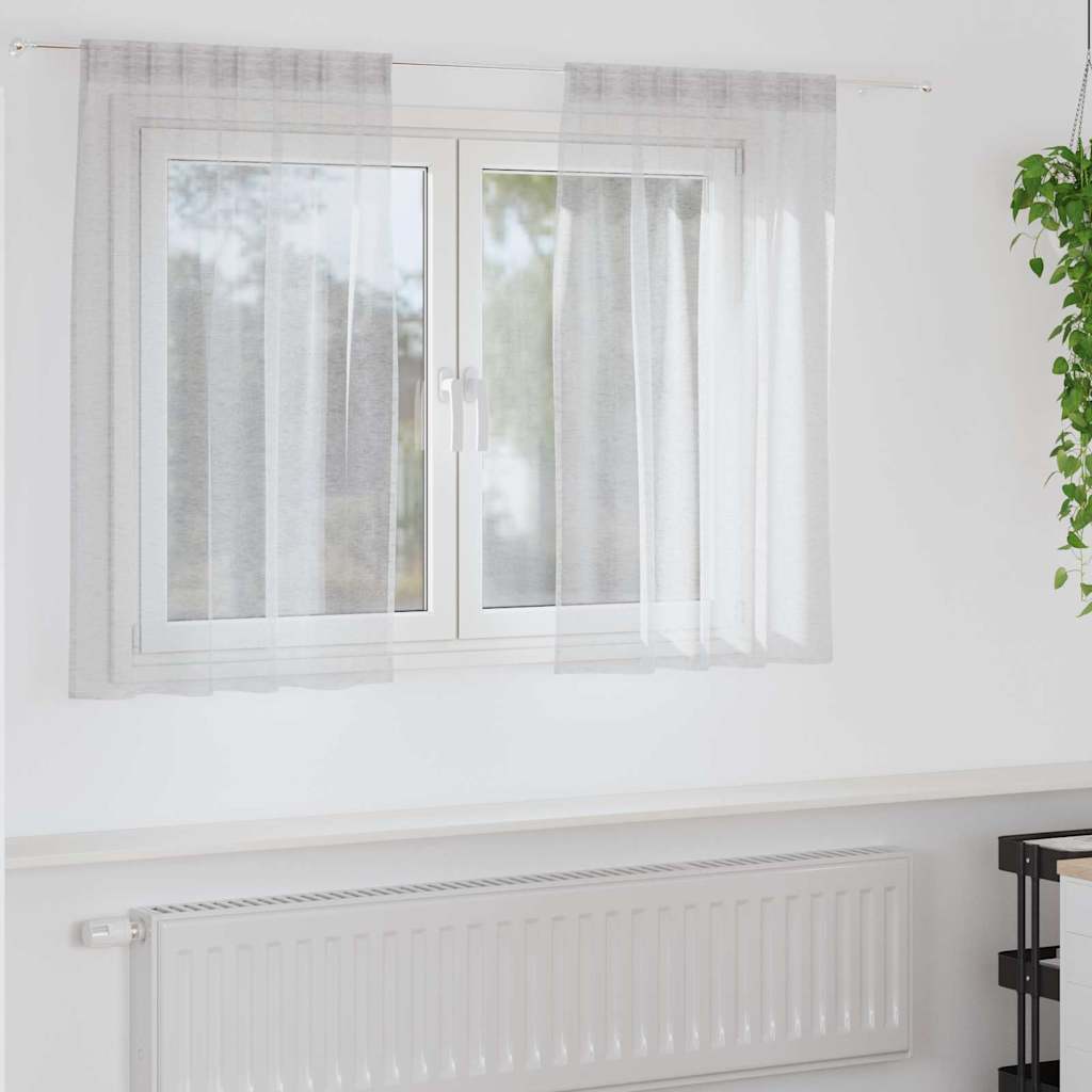 Voile Gardin med gardiner 2 pcs Lysegrå 140 x 140 cm Polyester