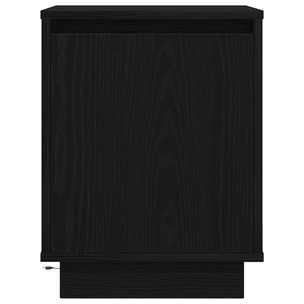 Sengeskab med LED-lys Sort 38x34x50 cm - Flotthjem