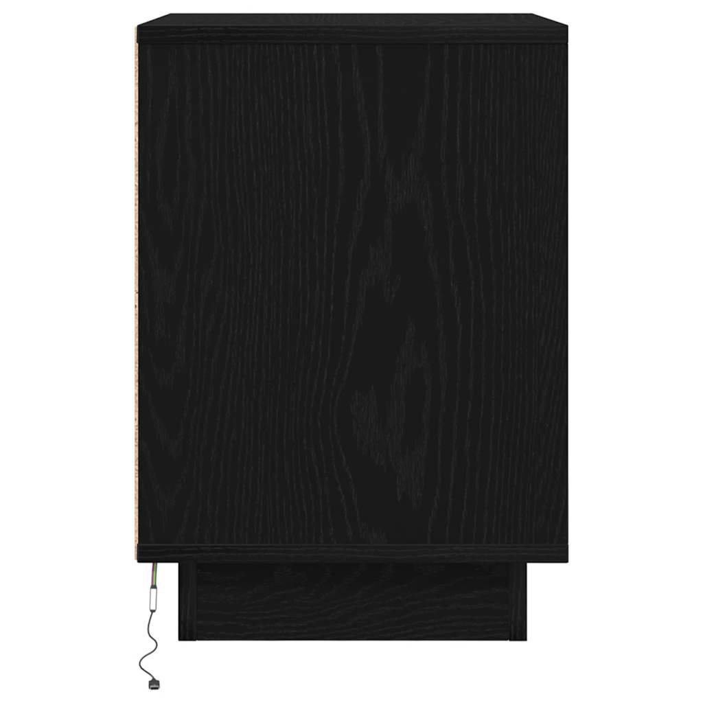 Sengeskab med LED-lys Sort 38x34x50 cm - Flotthjem