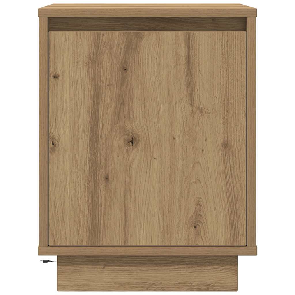 Sengeskab med LED-lys Håndværks eg 38x34x50 cm - Flotthjem
