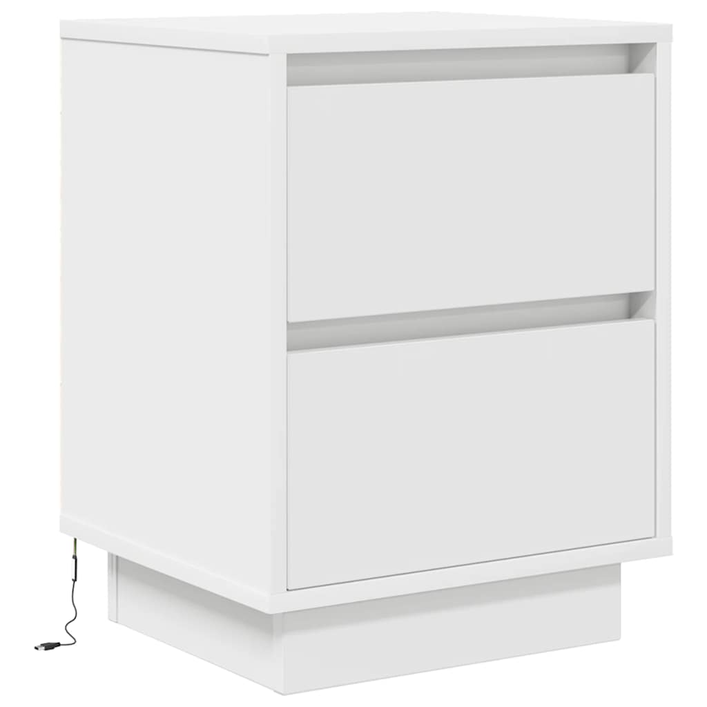 Sengeskab med LED-lys Hvid 38x34x50 cm - Flotthjem