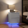 Sengeskab med LED-lys Hvid 38x34x50 cm - Flotthjem